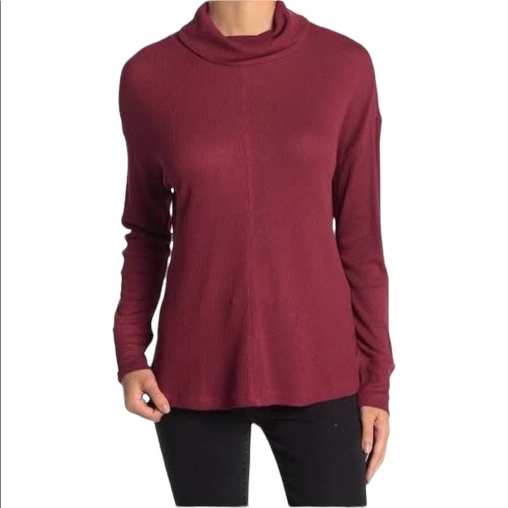 𝅺SANCTUARY long sleeve cowl no waffle knit tunic burgundy